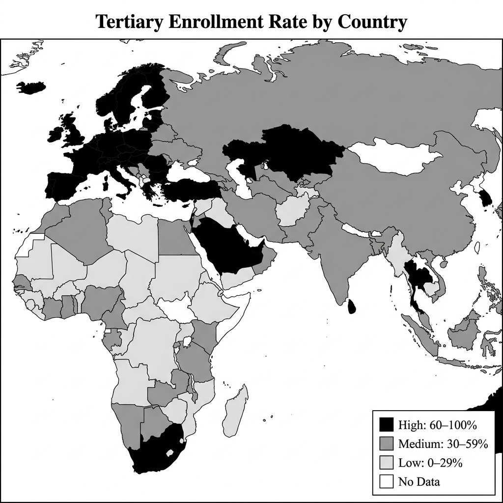 Tertiary School Enrollment (%), 2022