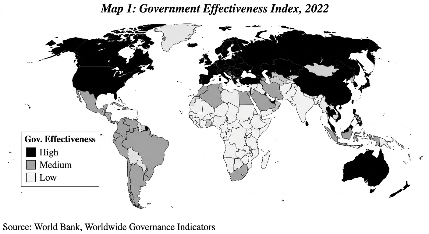 Map 1: Government Effectiveness Index, 2022