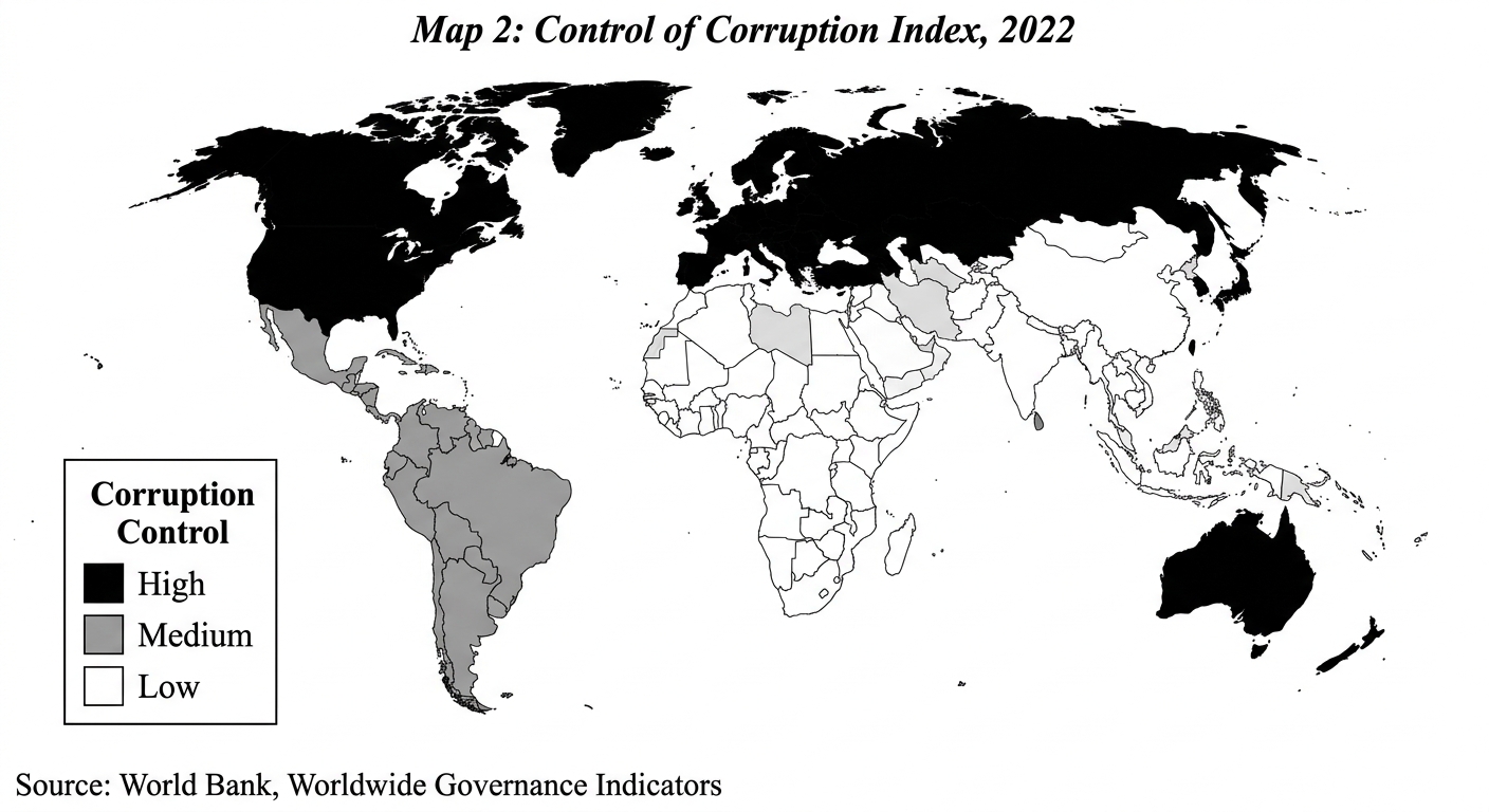 Map 2: Control of Corruption Index, 2022