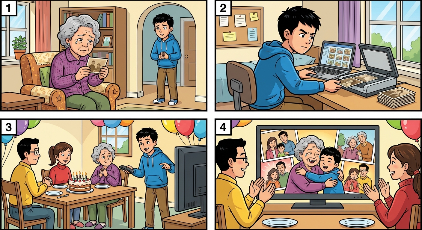 Story narration panels