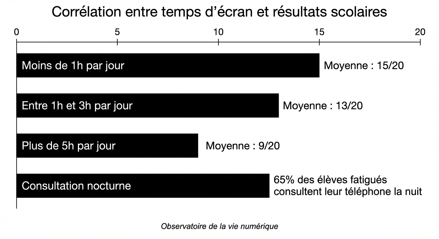Corrélation entre temps d'écran et résultats scolaires