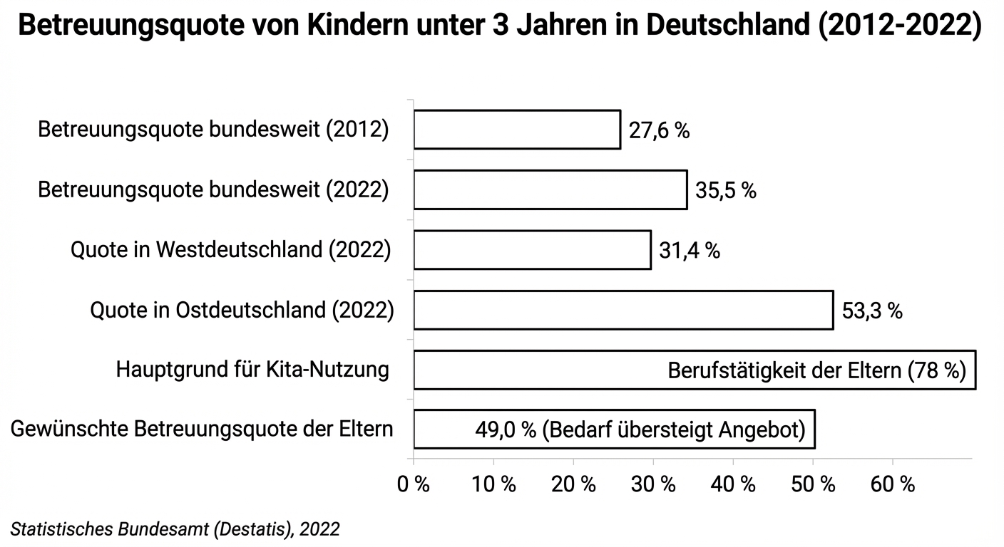 Betreuungsquote von Kindern unter 3 Jahren in Deutschland (2012-2022)