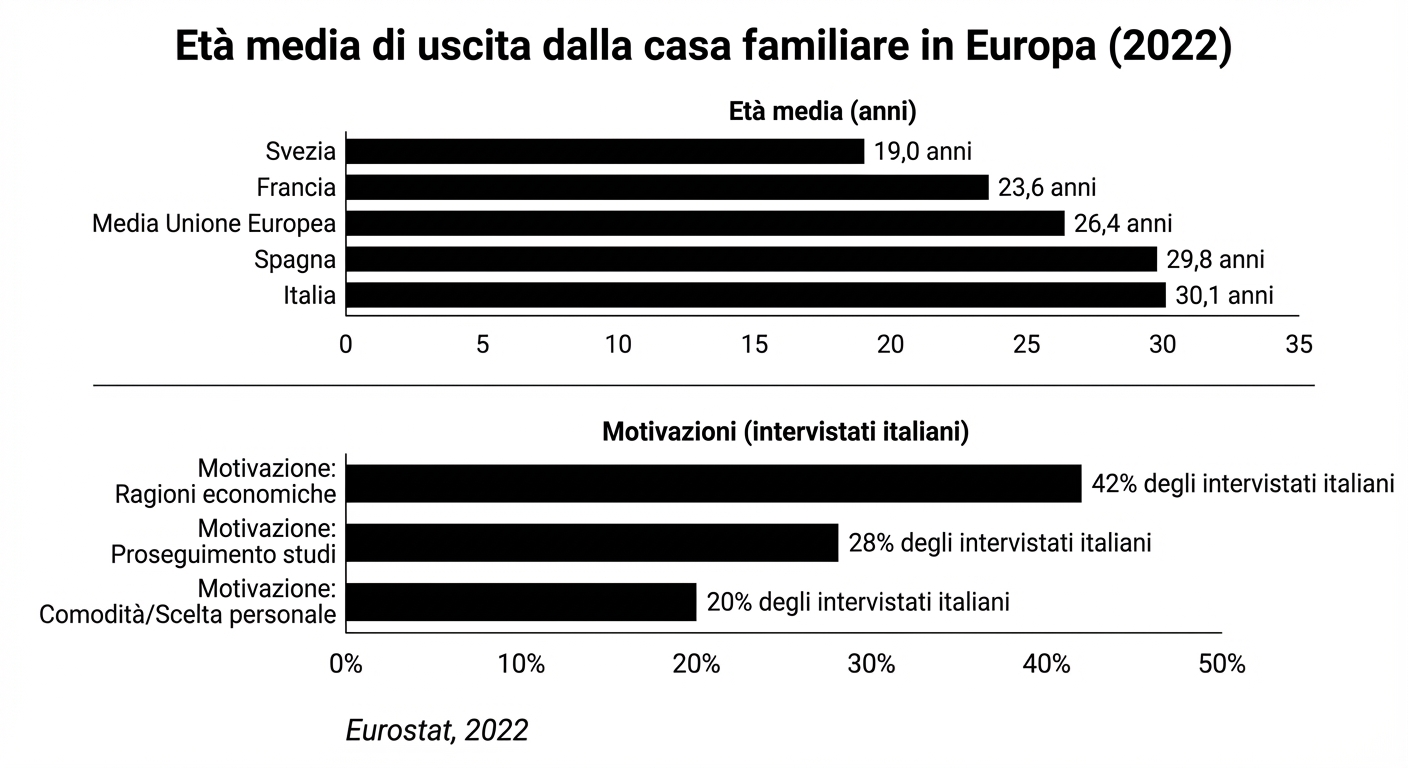 Età media di uscita dalla casa familiare in Europa (2022)