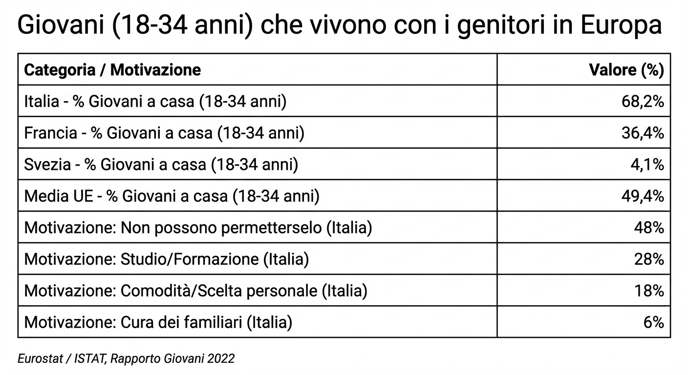 Giovani (18-34 anni) che vivono con i genitori in Europa
