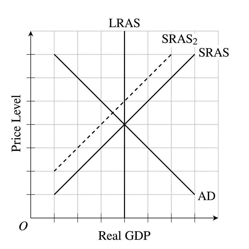 AD-AS graph showing SRAS shifting to the left, resulting in a higher price level and lower output.