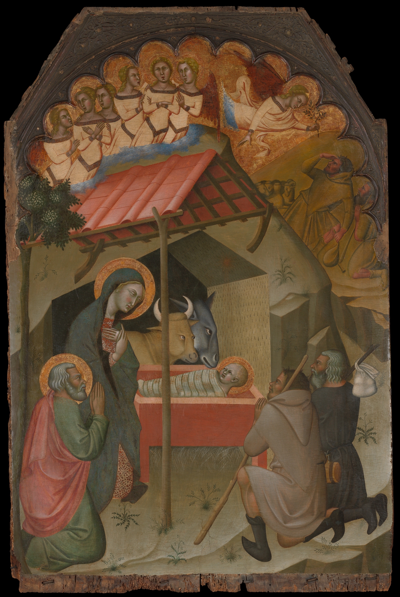 Image of The Adoration of the Shepherds, 1374, Metropolitan Museum of Art, selected as an AP Art History beyond-set late_medieval_italian_gold_ground candidate
