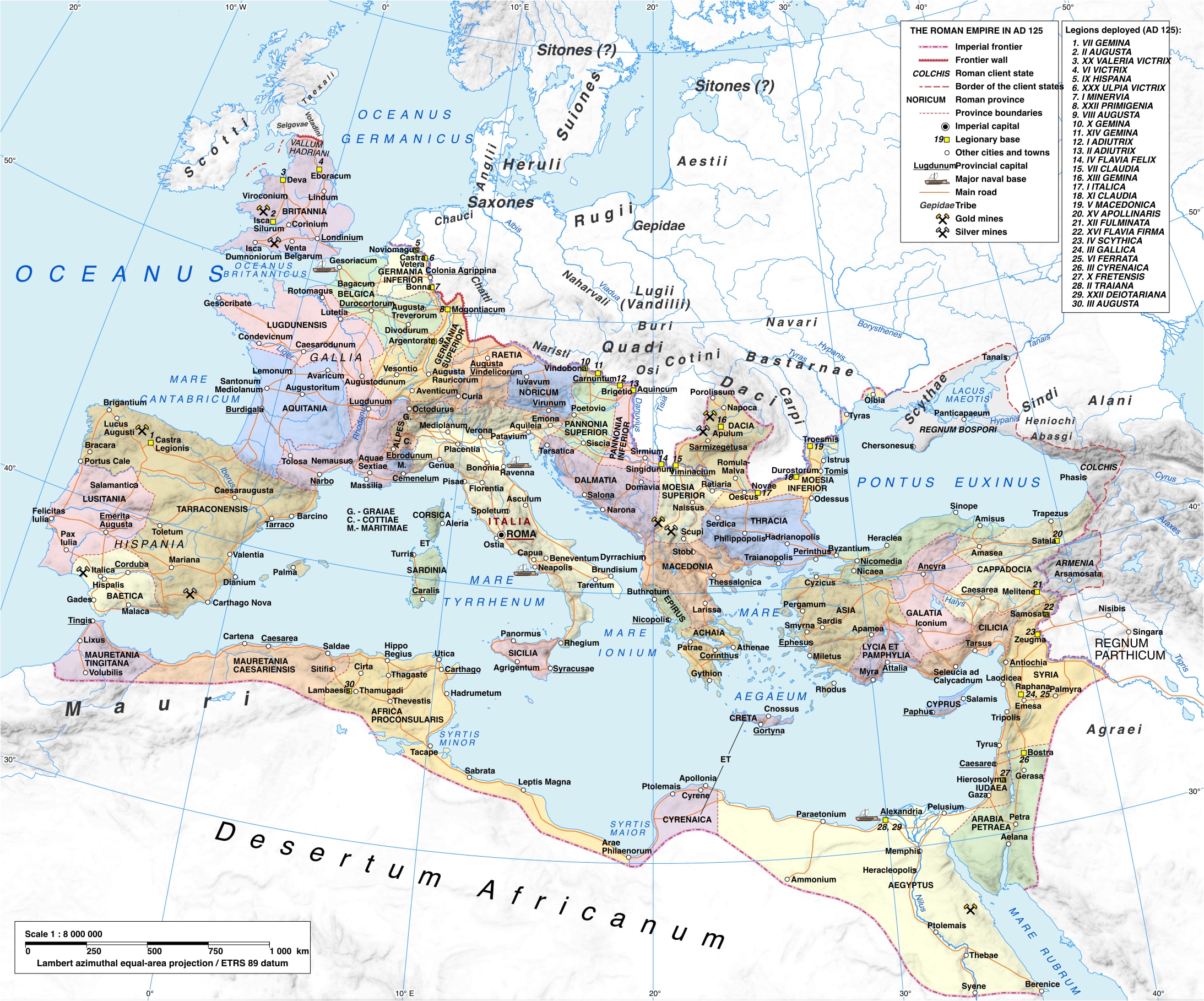 Roman Empire 125 political map