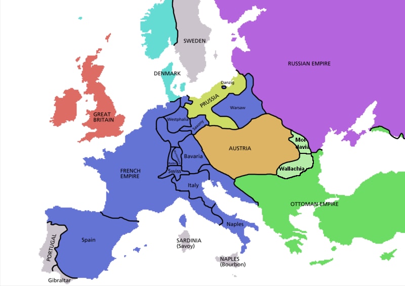 Europe map 1812
