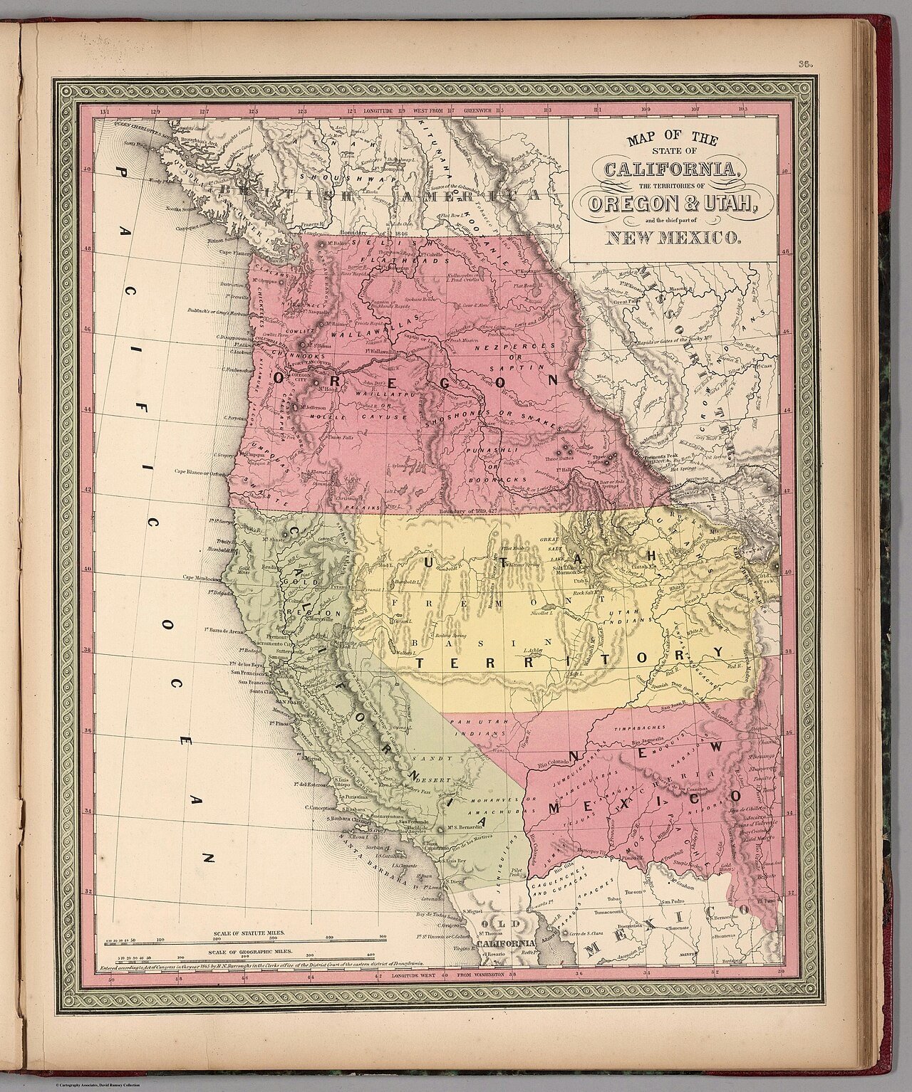 Map of the State of California, the Territories of Oregon & Utah, and the Chief Part of New Mexico. (IA dr map-of-the-state-of-california-the-territories-of-oregon-utah-and-the-c-4835047)
