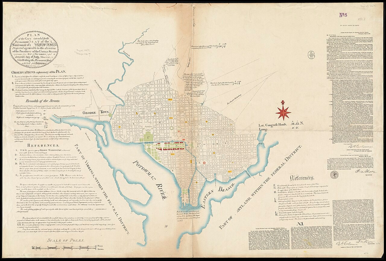 Plan of the city intended for the permanent seat of the government of the United States - projected agreeable to the direction of the President of the United States... (14726320702)